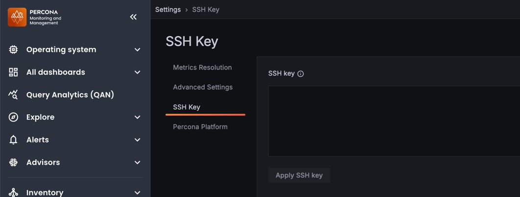 PMM Settings SSH Key